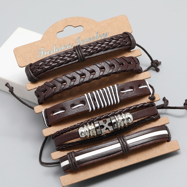 （Brun） Vintage flätat armband, DIY- set konstläder