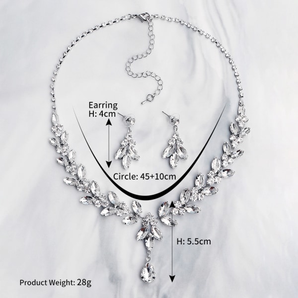 High-end strass hängande bröllopstillbehör halsband örhängen