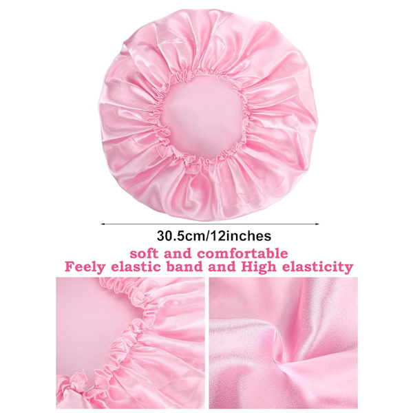 6 Stk. Sovehue Satin Bonnet Sovehat Blød Elastisk Nat