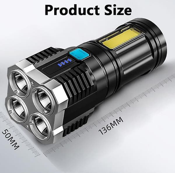 Super Kirkas Taskulamppu Led-Taskulamppu Usb Ladattava Taktiikka Valo