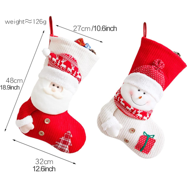 2 Pack Christmas Stockings, 19 inches Knit Large Stockings Santa