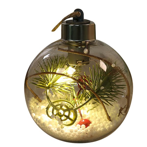 6 stk 8cm Julekule med LED Lys, Klar Julekule, Juletrepynt