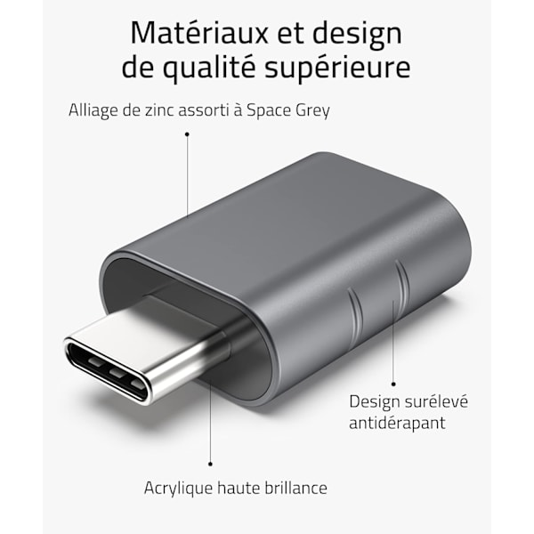 USB C til USB-adapter, 2-pakning, USB C hann til USB3 hunn, Adapte DXGHC