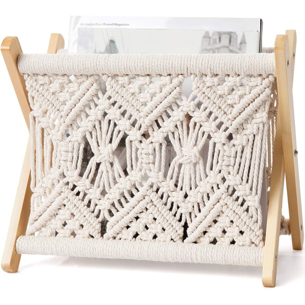 Macrame Tidningsställ Boho Tidningsställ Fristående förvaring Ba