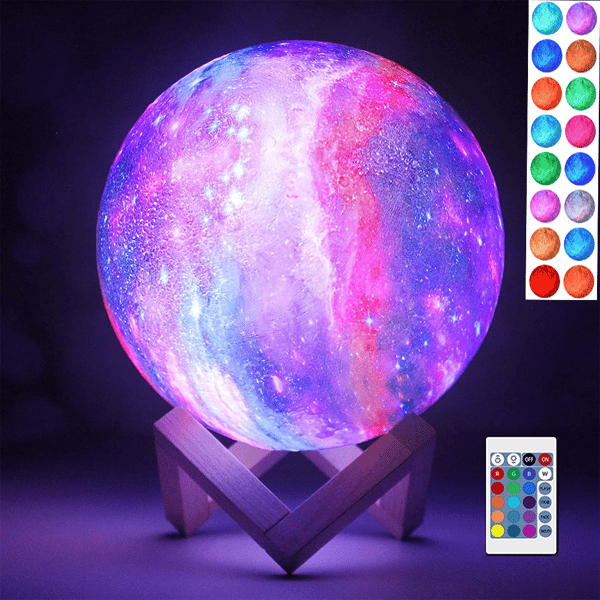 3D Galaxy Månelampe Belysning - Cool Børns Galaxy Måne Natlampe