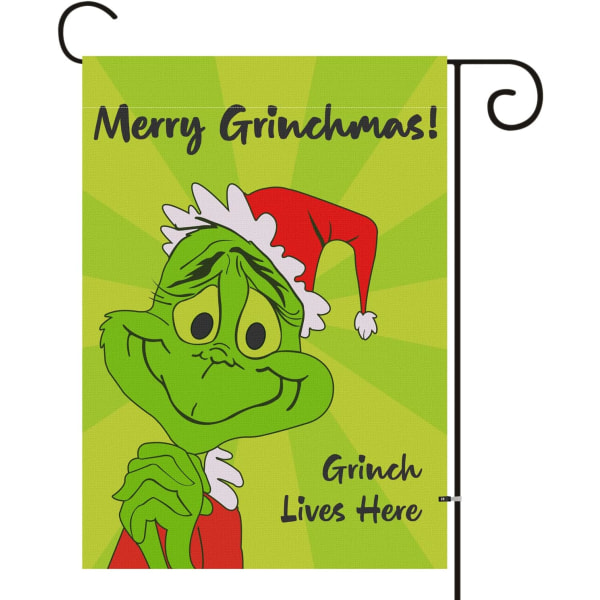 Christmas Grinch Garden Flag, garden flag double sided vertical 1