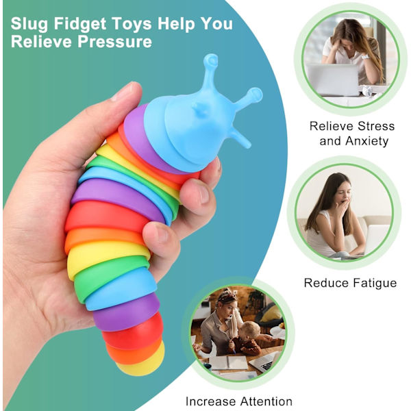 Sansestimulerende leker, 3D ledddyr snegleleker, fleksibel snegle sansestimulering