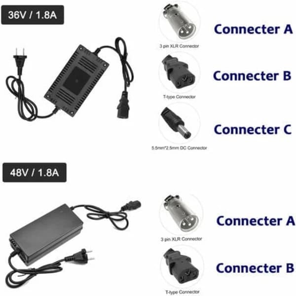 Smart oplader til elcykler og elscootere, 36V DC-stik (stik C),ta