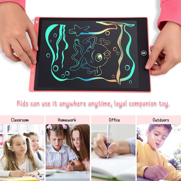 12 Tommers Fargerik LCD Skrivetavle, Stor Tegnebrett, Chi DXGHC