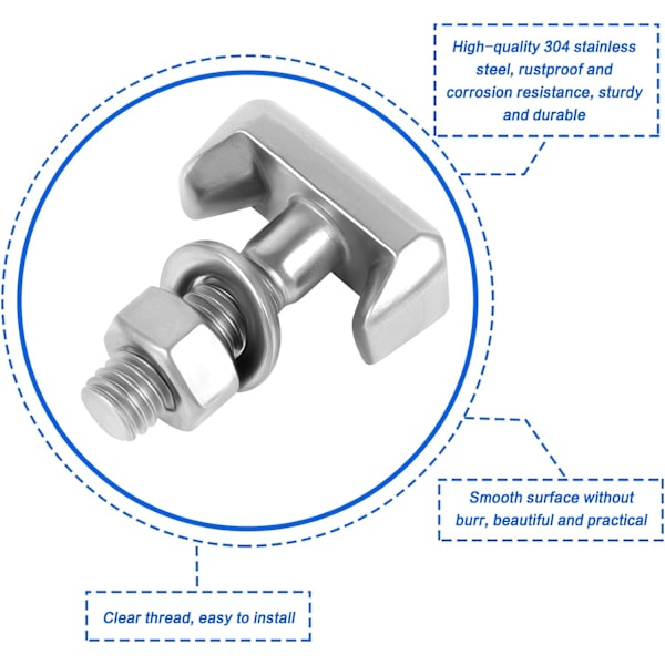 Batteri T-Bolt, 4 stk. Rustfrit Stål T-Bolt Batteripoler, Ca