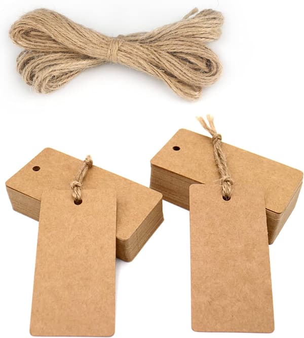Kraftpapperslappar Rektangulära Presentlappar 9x4,5cm, 100 stycken och DXGHC
