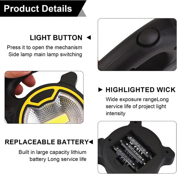Batteridrevet Campinglys 2 stk. Campinglys COB LED Wor