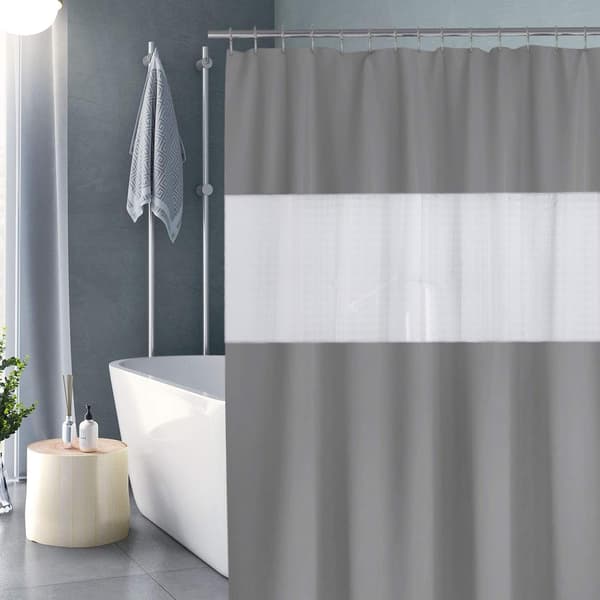 Grå duschdraperi 180x180cm Halvtransparent Vattentät Bad DXGHC