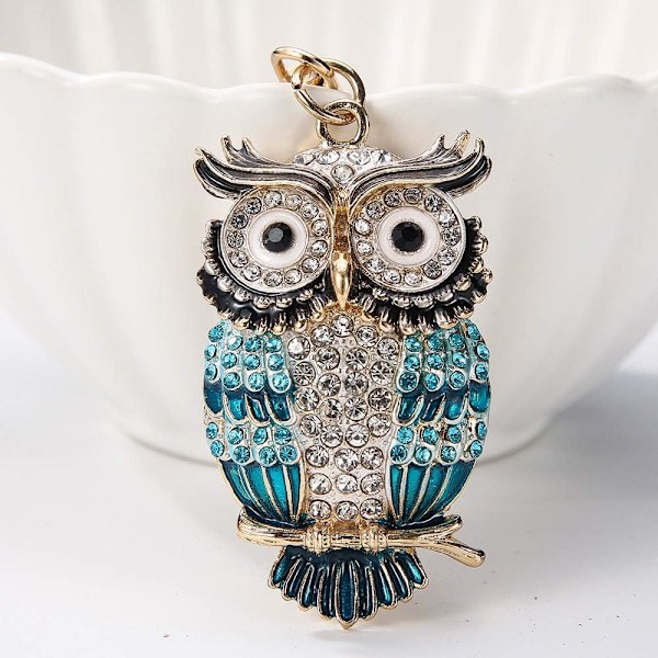 Sød Ugle Rhinestone Nøglering (Rød), Glimtende Dyr Charm Nøglering