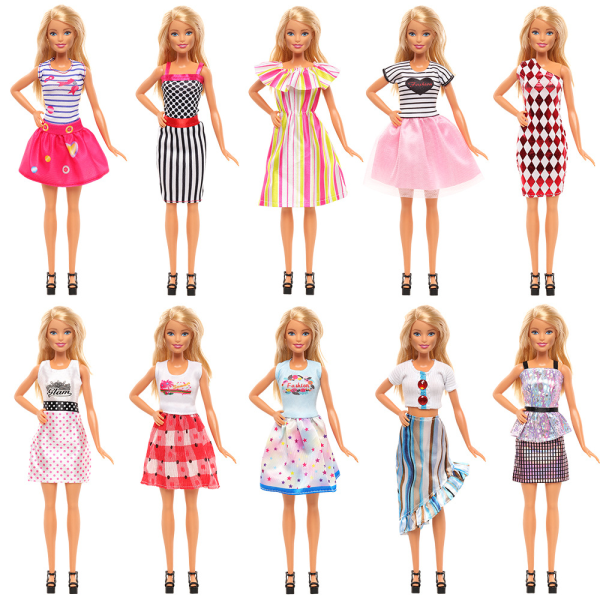 Barbie modedräkt, 10 stycken, 10 docktillbehör, för chi