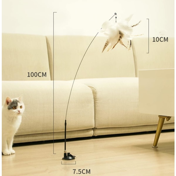 Kattelegetøj med pels - Interaktivt kattelegetøj - Sjove pinde med lange stænger