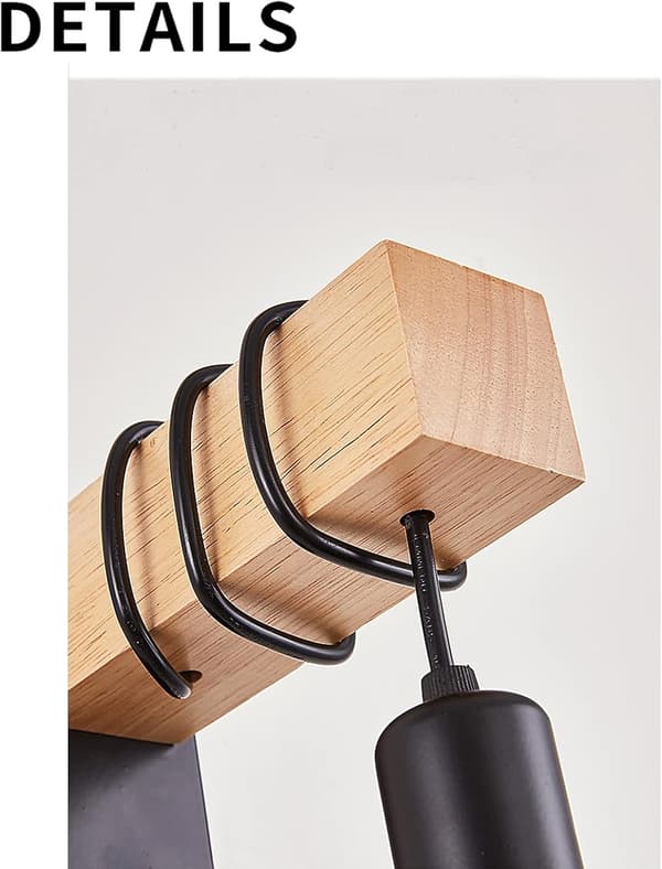 (Sort) Moderne Metal og Træ Væglampe Indendørs Moderne Lampe E27 Væ