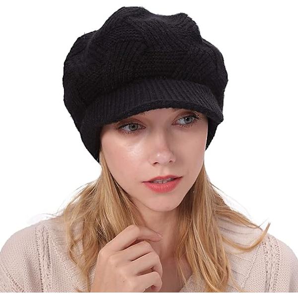 Varm vintermössa för kvinnor, stickad slouchy beanie med