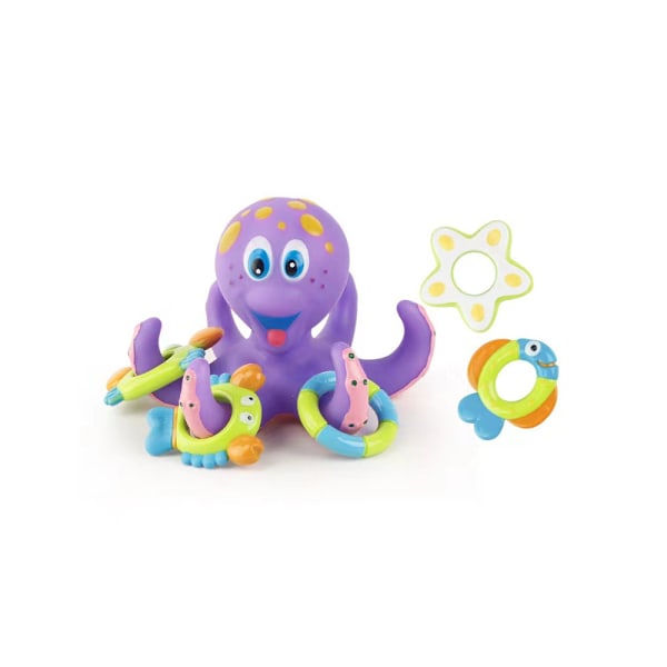 Floating Octopus Toy with 3 Rings - BPA Free Baby Bath Toy for Boys and Girls - 18+ Months - Purple (Pack of 1)