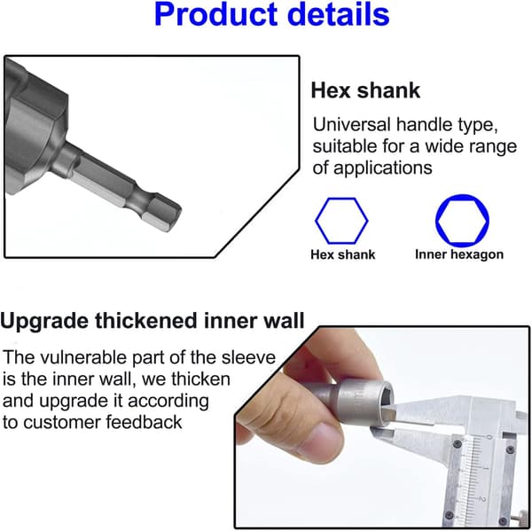 14 stk. Dybde Skruetrækker Sokkel, 6-19mm Hex Adapter, 34mm