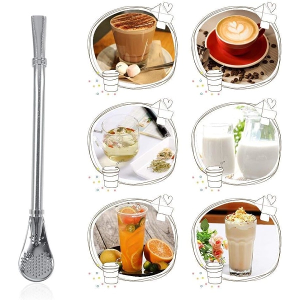 10 stk. Yerba Mate Rustfrit Stål Drikkefilter Ske