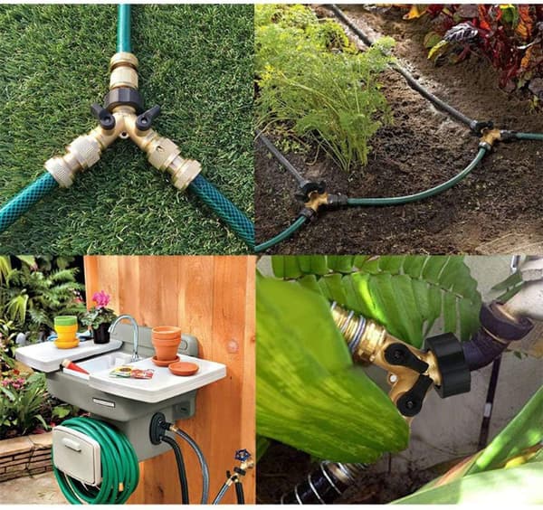 Mässing Trädgårdsslang med Y-Koppling Y-Ventilkoppling Trädgårdsslang