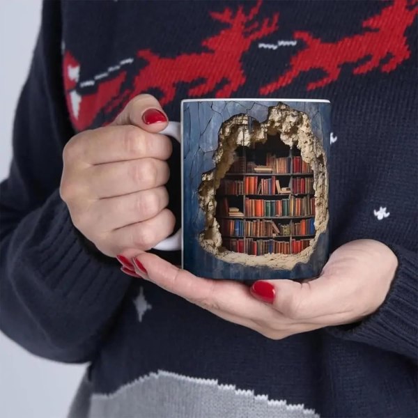 3D Bokhylle Kanne, Kreativ Romdesign Multifunksjonell Kanne For Bokelskere - Personlig Biblioteksgave - 11 Unse - Unik