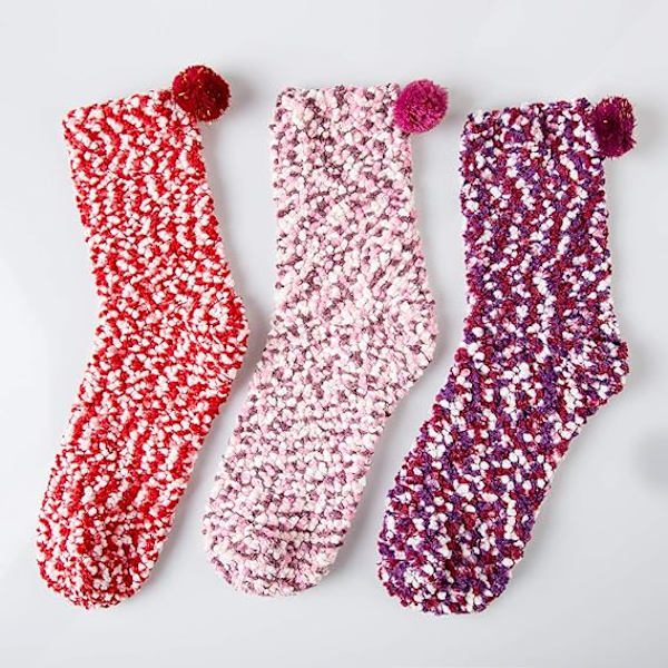 3 Par Damsockor för Kvinnor Varm Vinter Cupcake-gåvor Fluffiga Sockor Fuz DXGHC