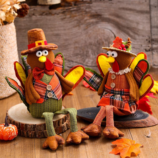 2 stk. Thanksgiving Dekoration Kalkun Formet Pynt Ansigtsløse Tur