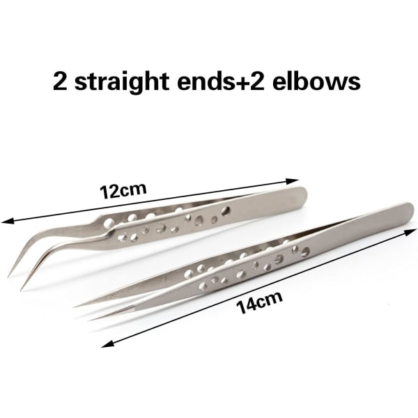 4 precision tweezers, precision hair removal tweezers, 2 straight