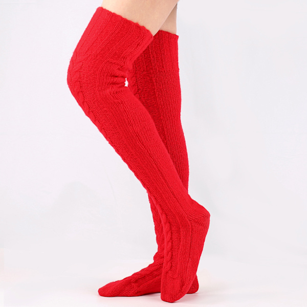 Naisten kaapelikudotut korkeakorkoiset sukat Extra Long Winter Over Knee