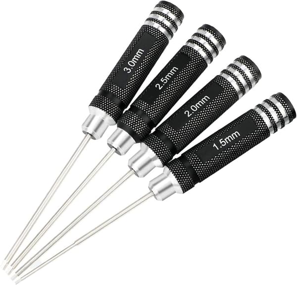 4-pack Lättvikts Hex-nyckelsats med Titan Nitridbeläggning, RC Helico