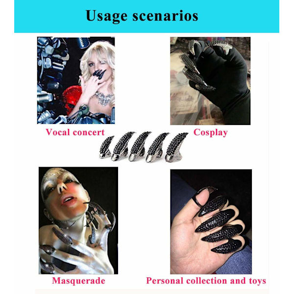 10 kpl Sormus Kynsi - Halloween-asu Alloy Rhinestone Exagger