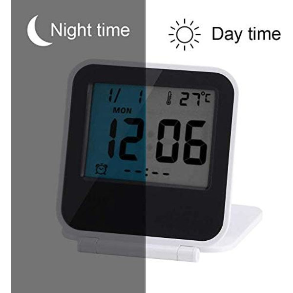 Mini Multifunktionel Foldbar Digital Vækkeur LED Ur Porta