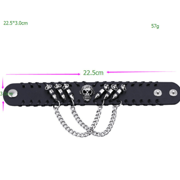 Punk Læder Armbånd med Skalle Design Armbånd Håndledsrem Justerbar