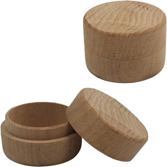 2 st Mini Runda Träringsaskar Smyckeskrin Bröllopsring Display DXGHC