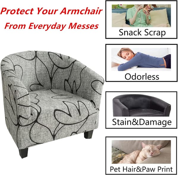 Trekk for klubbstol - Meget elastisk - Avtakbar og vaskbar