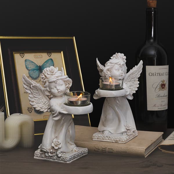 Europeisk retro engel statue lysestake, stue, spisestue
