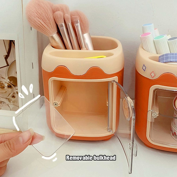 Kawaii grisepenholder, sød kosmetisk opbevaringsbøtte, Kawaii multifunktionel