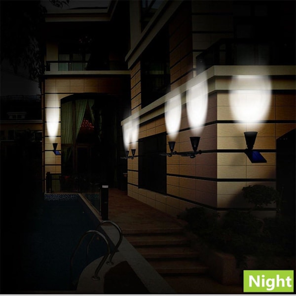 Spotlight-oppgradering 4 LED 200 lumen solcelle-spotlight integrert panorering
