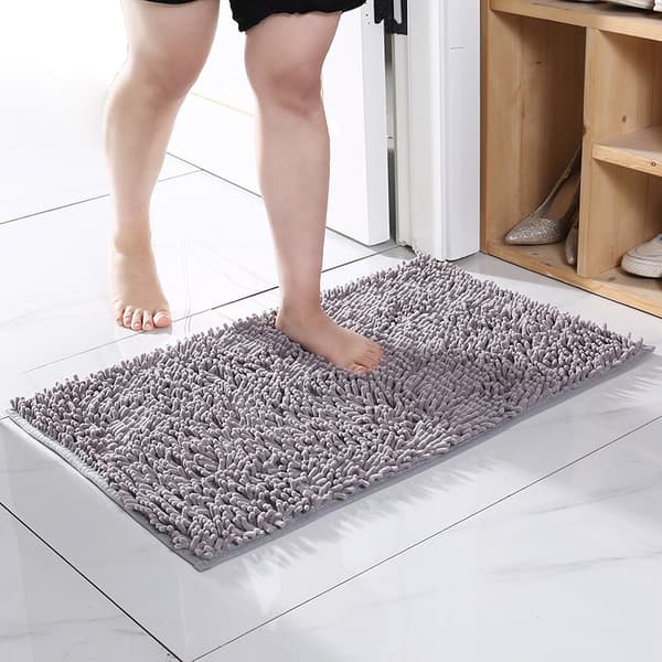 (silvergrå) 30*50cm extra mjuk plysch badrumsmatta, duschmatta