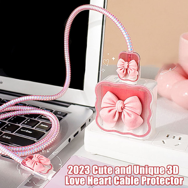 Kabelbeskytter for iPhone 20w lader, Søt 3D Sløyfe Lader C