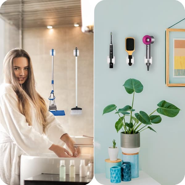6 stycken väggmonterade kvastställ, väggmonterat kvastställ, utan