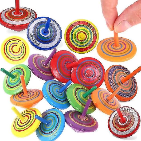 10 st färgglada träspinnande toppar Multicolor handmålade W