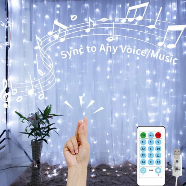 Smart USB musik röststyrning gardinljus RGB gardinljus