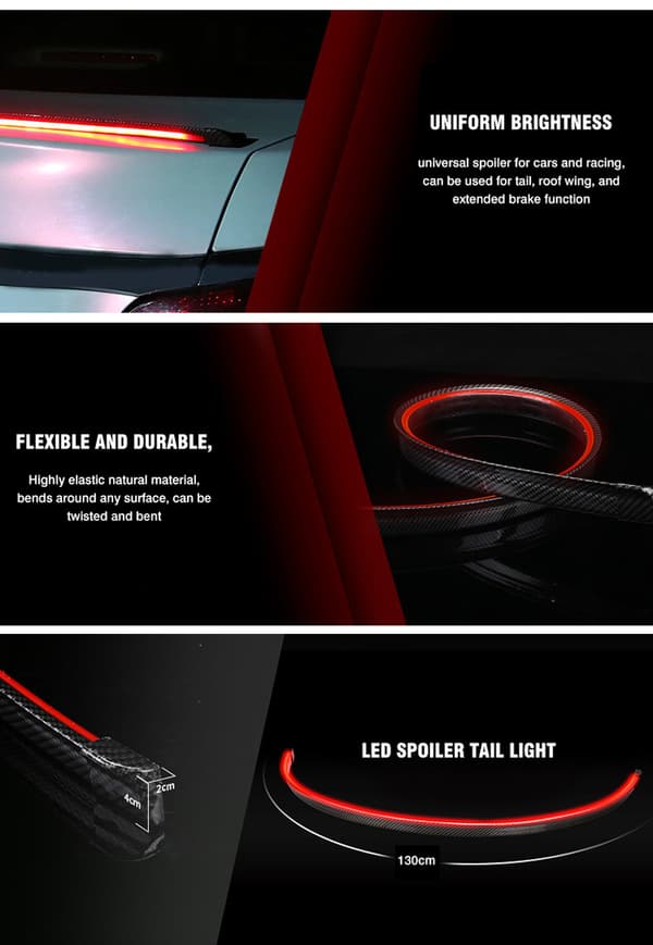 1,3M Nya Kolfiber Baklyktor LED Varningsljus (3,8cm Bred P
