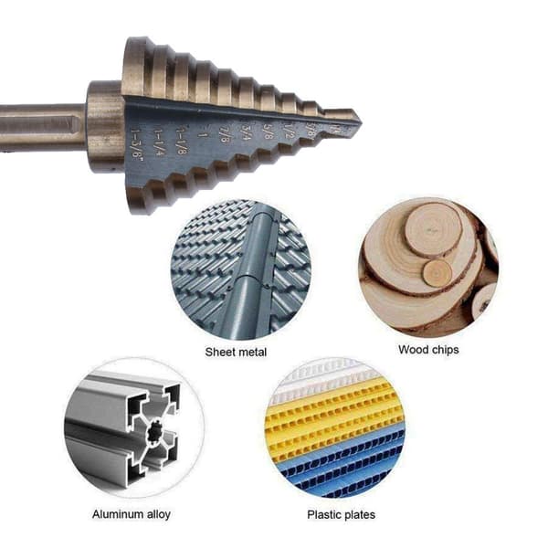 5 stk HSS Titan Trinbor Bits Taper Bit Trinbit Sæt Power