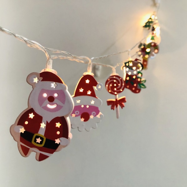LED Santa Claus snögubbe ljussnöre krycka julgran lig