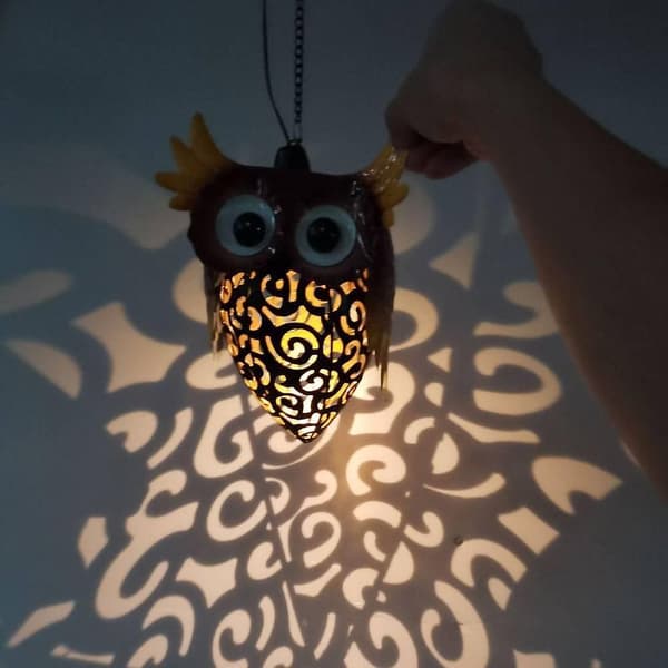 Solcelleuglelampe, Udendørs Havejern Hul Lysekrone, Græs Have