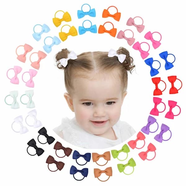 40 stk. små hårelastikker med rosetter Baby rosetter Elastikker Hårelastikker Bløde elastiske hestehaleholdere Hårtilbehør til s